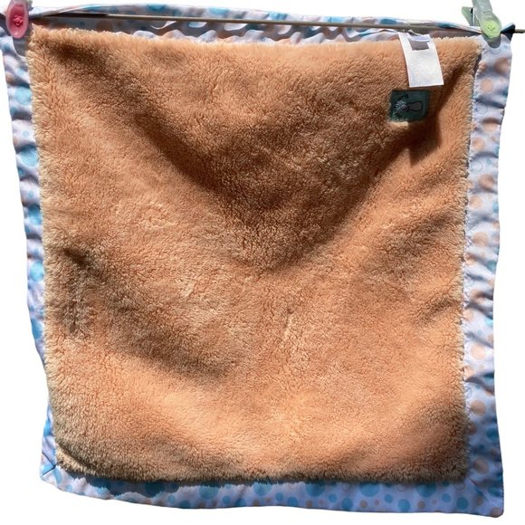 Pat the Bunny Security Blanket Lovey Baby Plush Dot Peach Blue Satin Edge - Picture 10 of 10